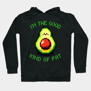 Pixelated Avocado: Retro 8-Bit Health Humor Hoodie